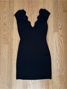 Urban Outfitters Black Scallop-Edge Bodycon Mini Dress